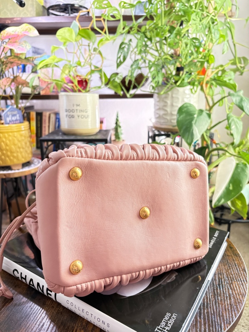 Miu Miu Blush Pink Matelassé Drawstring Shoulder Bag - Picture 8 of 8